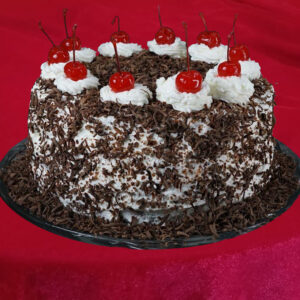 Black forest cake with cherry topping cake ordered online in Kathmandu, Nepal