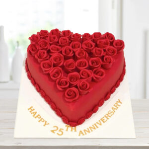 Heart Shape anniversary cake with Red roses – Chocola Paris cake ordered online in Kathmandu, Nepal