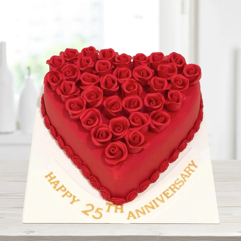 Heart Shape anniversary cake with Red roses – Chocola Paris cake ordered online in Kathmandu, Nepal