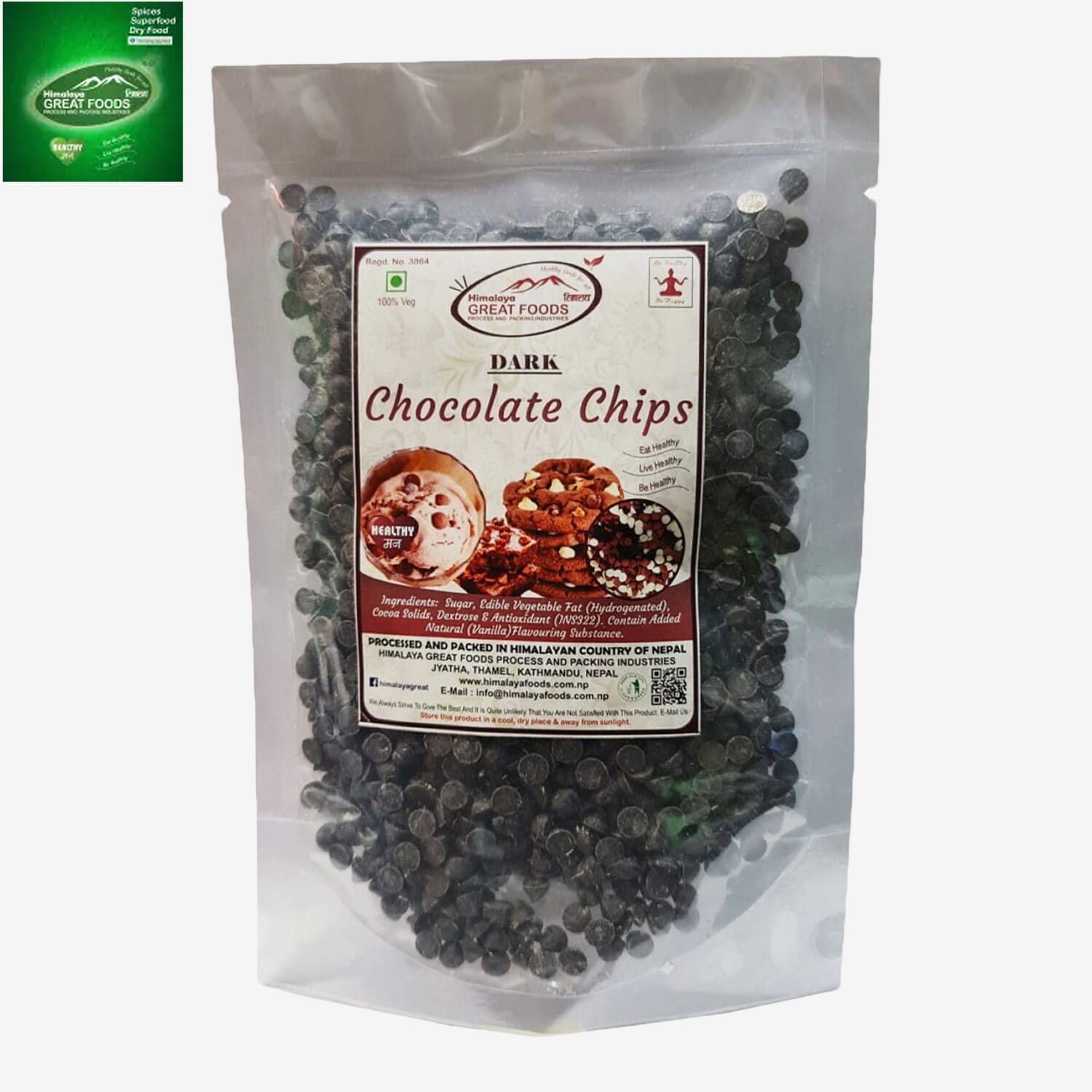 Himalaya Great Foods Dark Chocolate Chips 500g ordered online in Kathmandu, Nepal