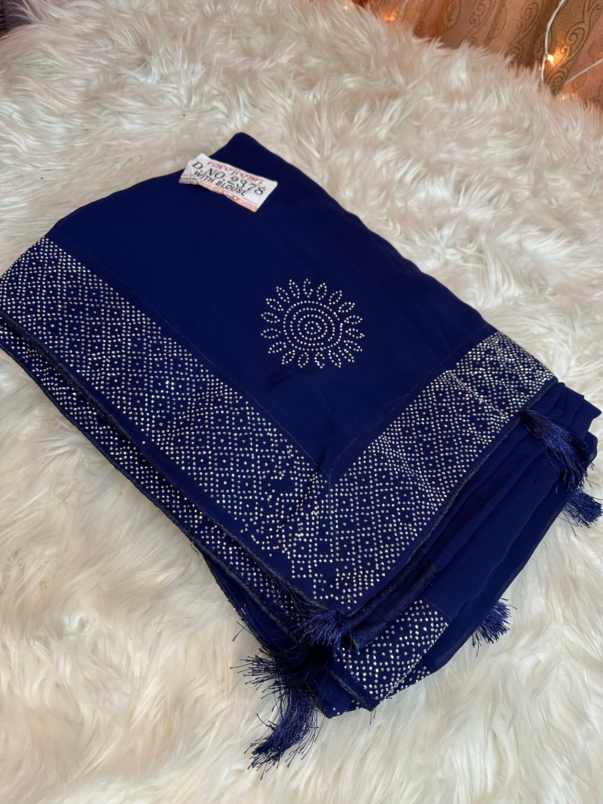 Navy Blue Simple Saree For Women ordered online in Kathmandu, Nepal