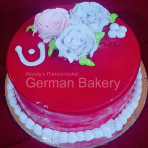 Strawberry Cake with Rose at German Bakery Lalitpur Nepal cake ordered online in Kathmandu, Nepal